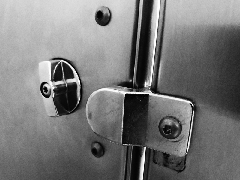 a metal door with a lock