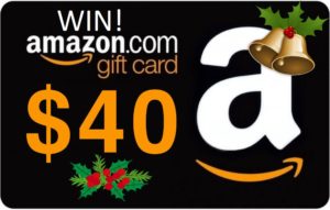 a black and white gift card with a gold bell and a white letter