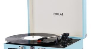 a record player with a record in it