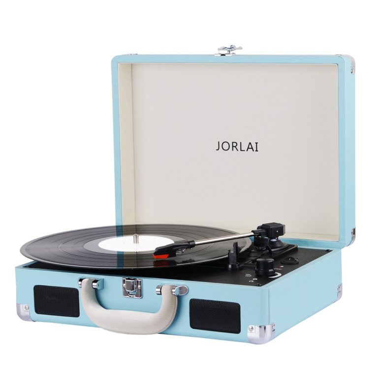 a record player with a record in it