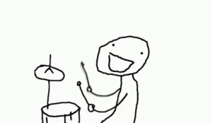 a cartoon of a man playing drums