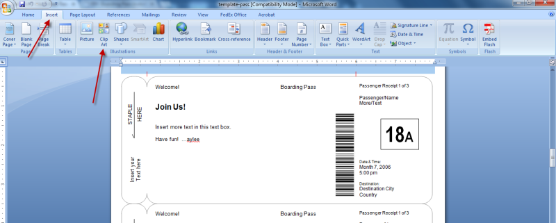 boarding pass template